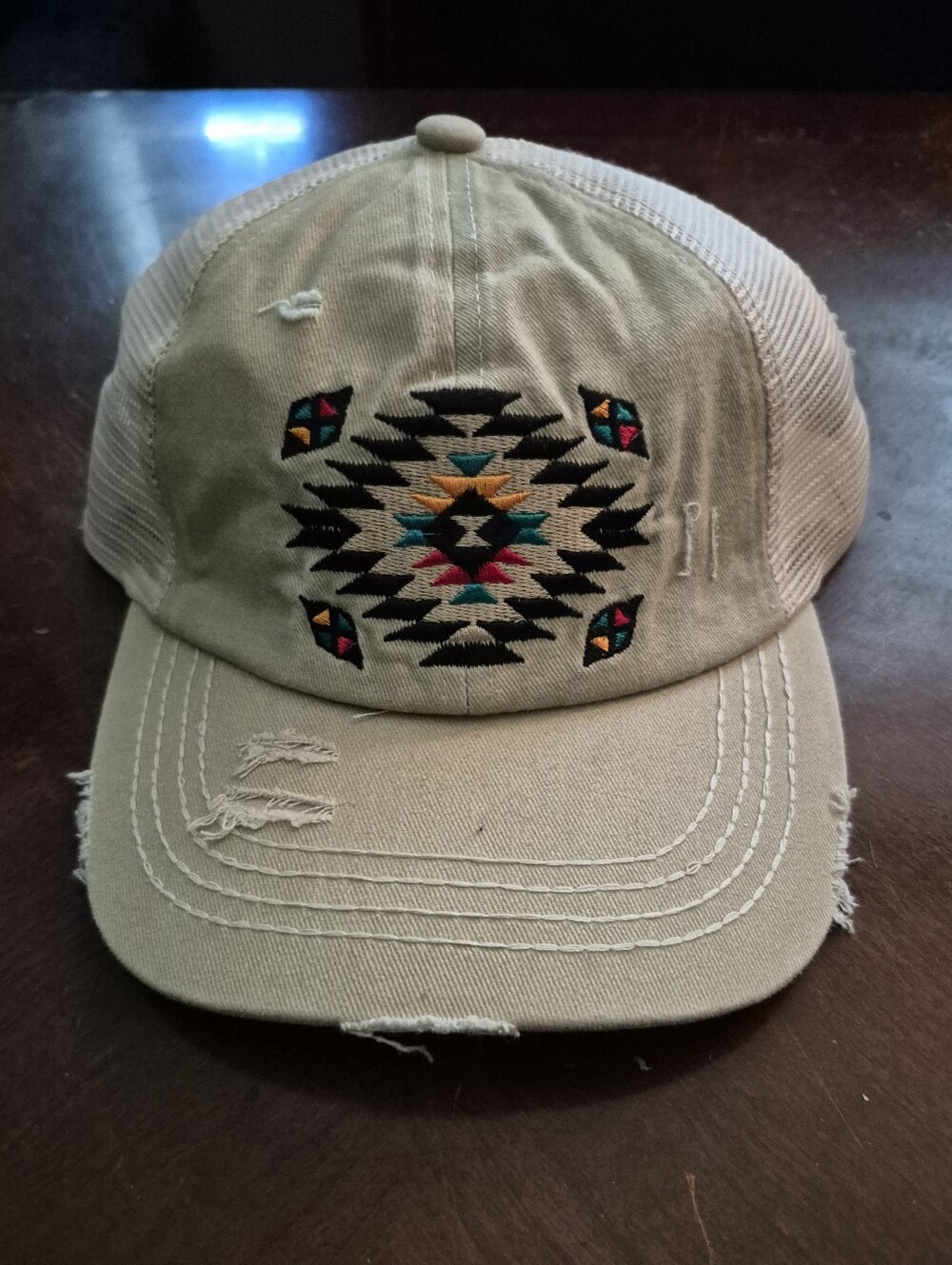 Classic Tan Embroidered Trucker Hat - Tan
